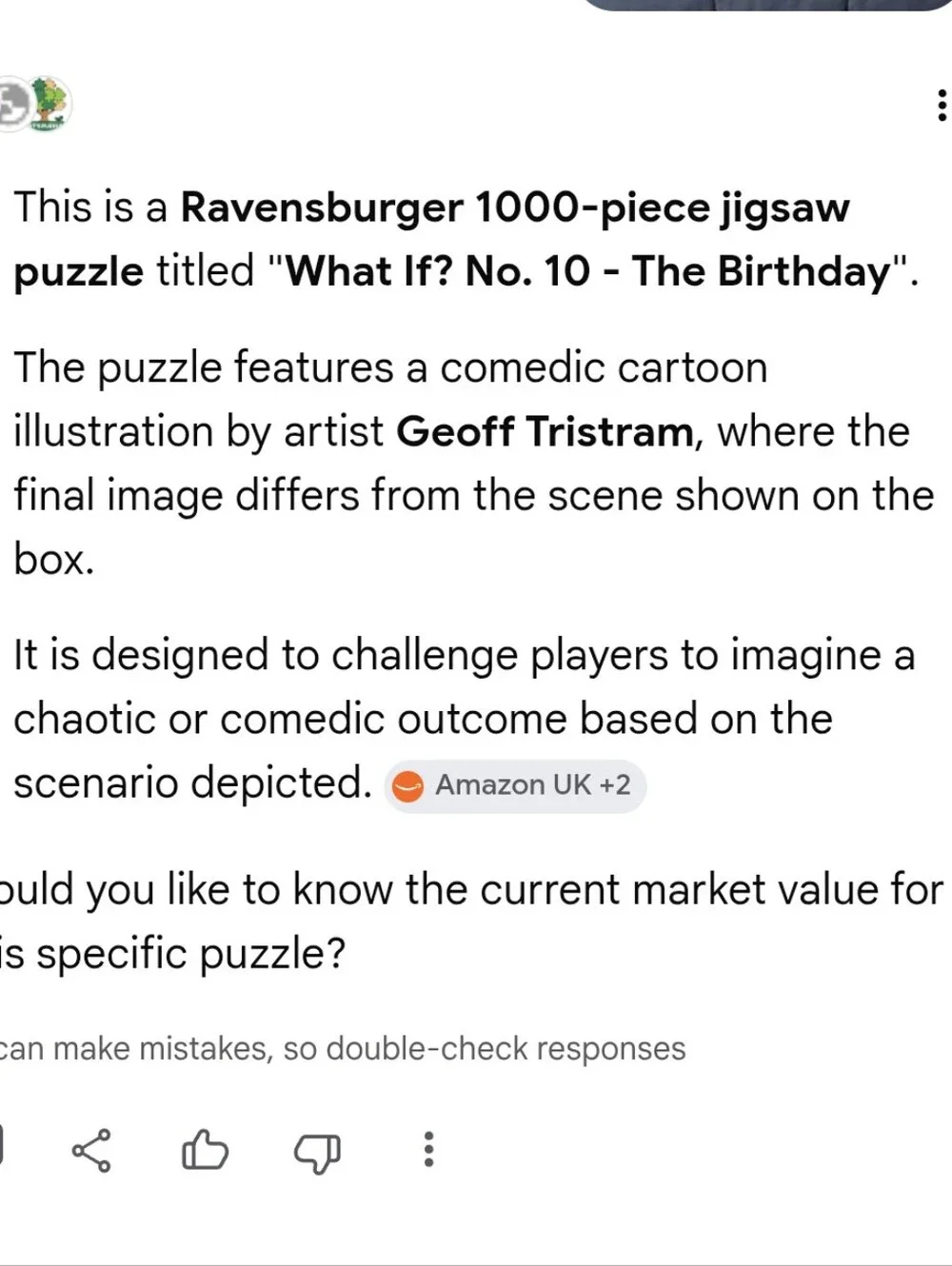 Brand New Ravensburger What If 1000 Piece Puzzle #10 The Birthday Geoff Tristram
